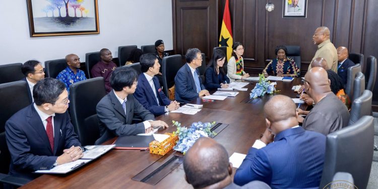 Prof. Jane Naana Opoku-Agyemang meets Japan’s state minister Kunimitsu Ayano, ambassador Hiroshi Yoshimoto, and Ghanaian ministers to strengthen bilateral ties